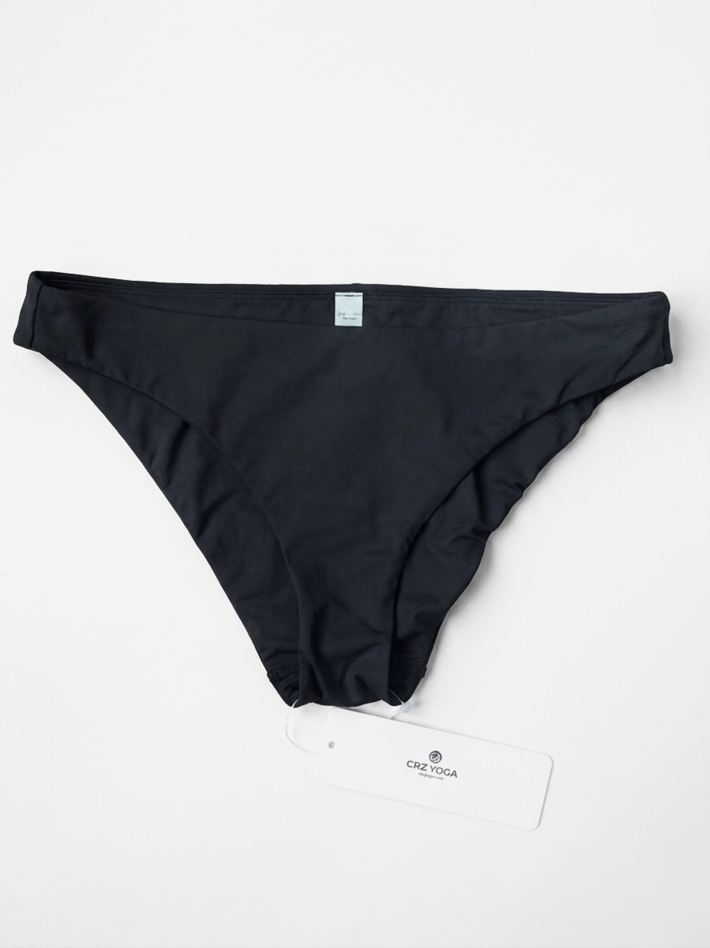 NWT CRZ YOGA Black Low Waisted Bikini Swim Bottoms Size Medium
